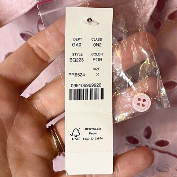 J.Crew Womens Spring Garden Top 2 Eyelet Pale Orchid Pink Short Sleeve BQ223 NWT - Picture 7 of 7